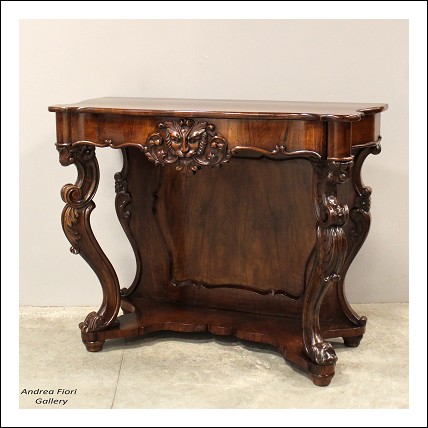 Antica console Luigi Filippo in noce - Italia epoca 800