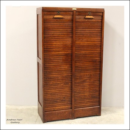 Antico classificatore schedario archivio serranda in rovere