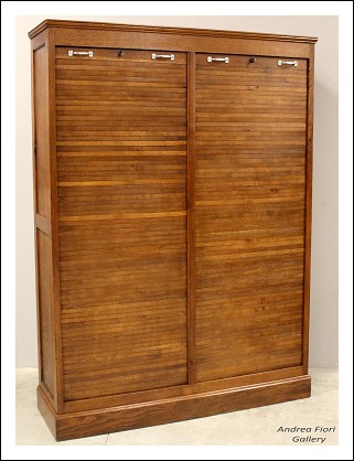 Antico classificatore schedario archivio serranda in rovere
