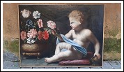 Dipinto antico "Bambino con fiori" del ’600