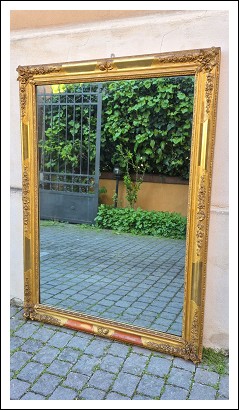 Specchiera antica rettangolare legno dorato Luigi Filippo