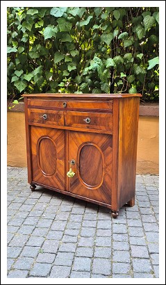 Credenza servante antica stretta lastronata noce